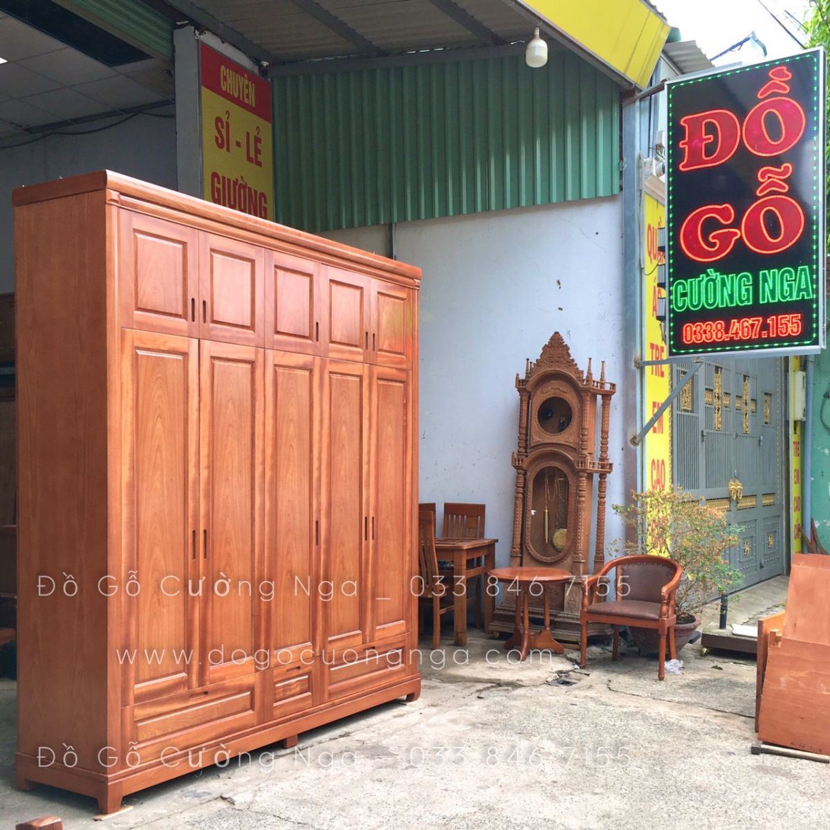 tủ quần áo gỗ xoan đào hiện đại - 5 cánh 