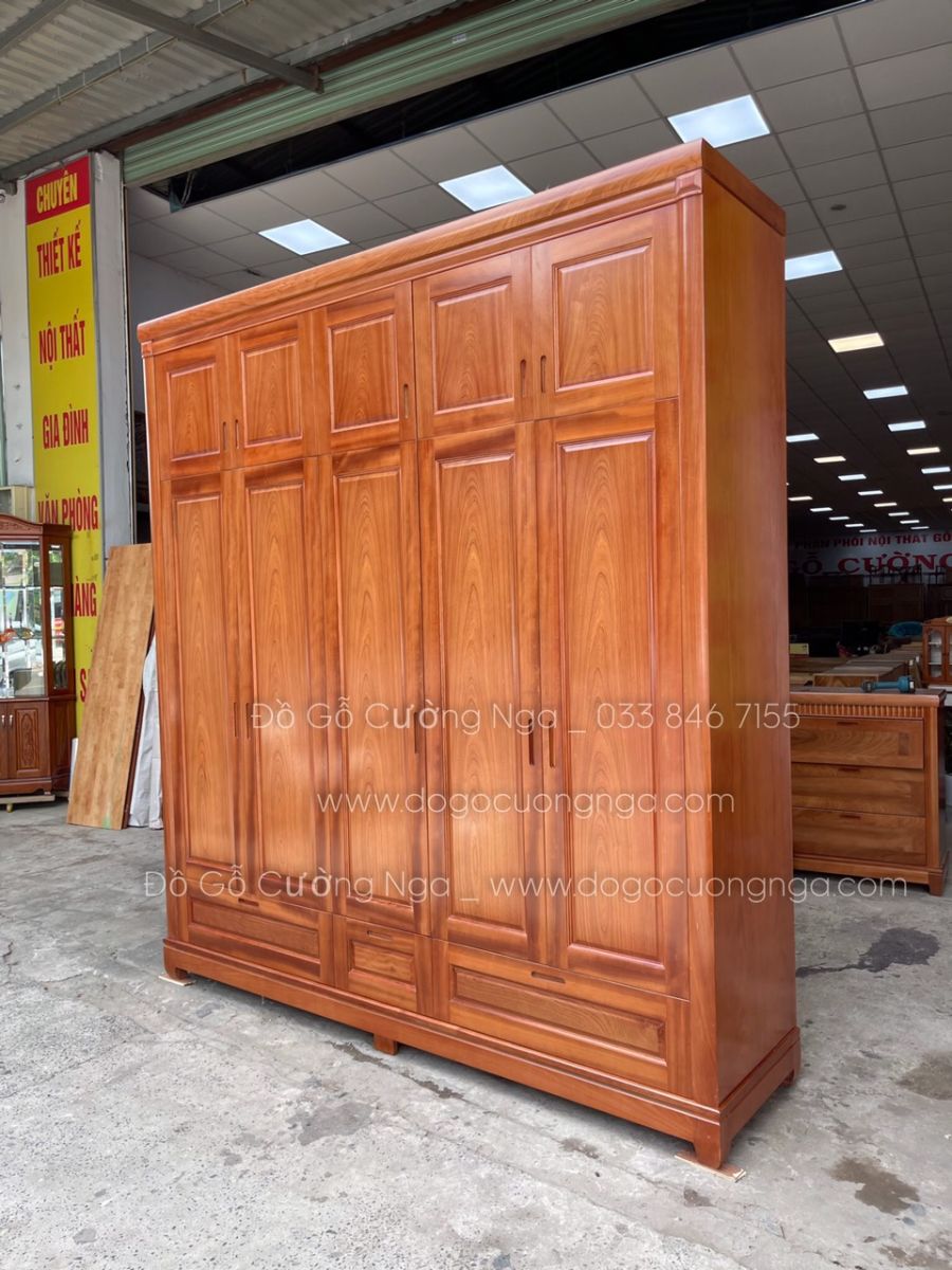tủ áo gỗ xoan đào 5 cánh 