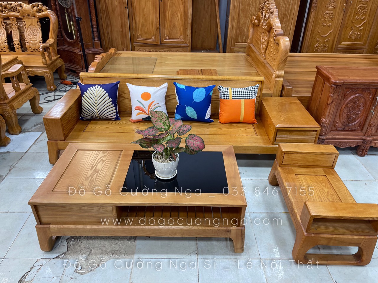 ghê sofa gỗ sồi nga