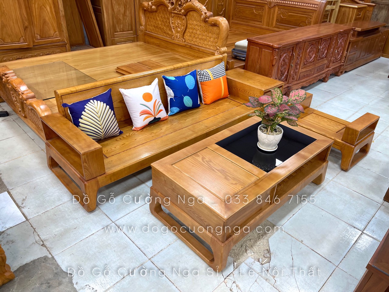 ghê sofa gỗ sồi nga