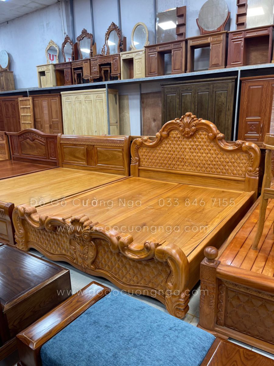 giường hoàng gia gỗ gõ đỏ