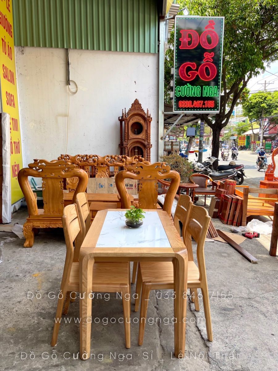 bàn ăn gỗ sồi 