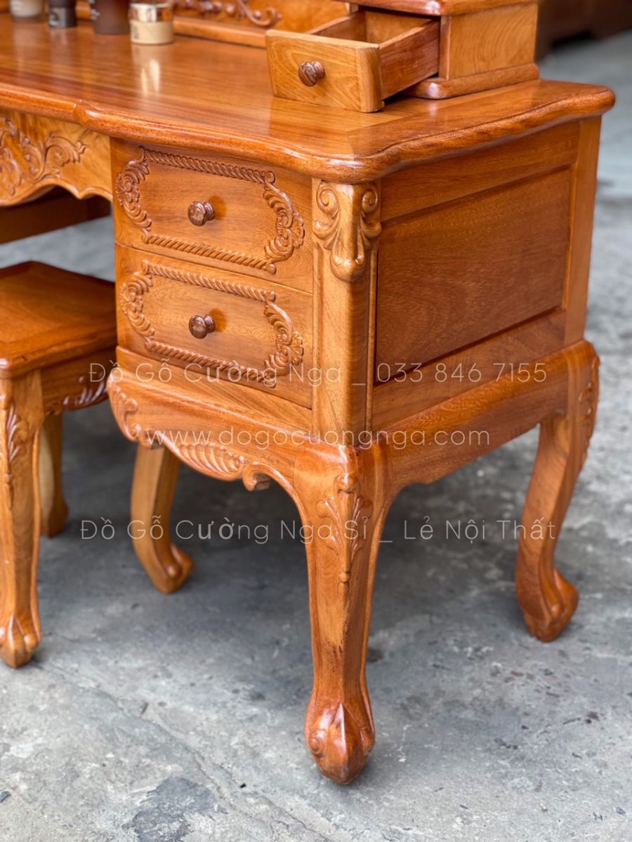 bàn trang điểm gỗ gõ đỏ 