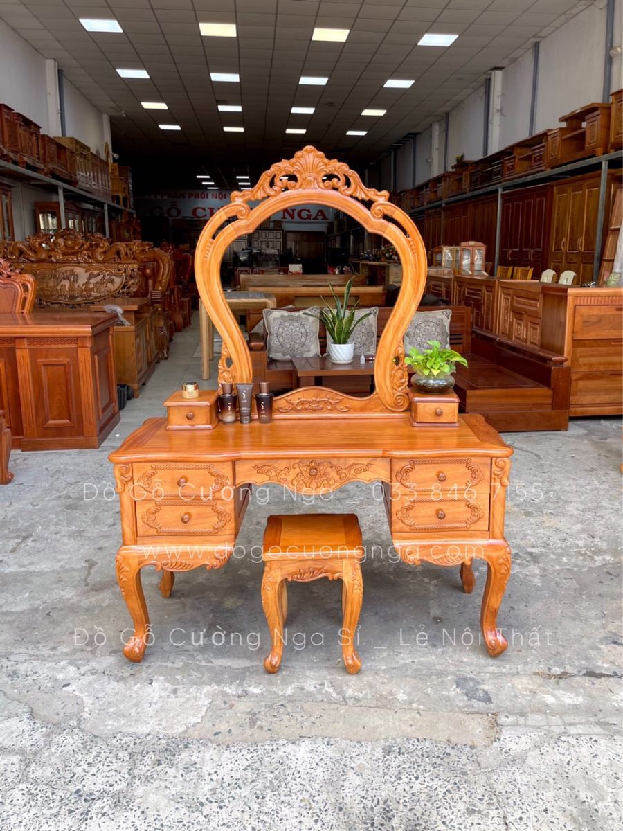 bàn trang diểm gỗ gõ đỏ 