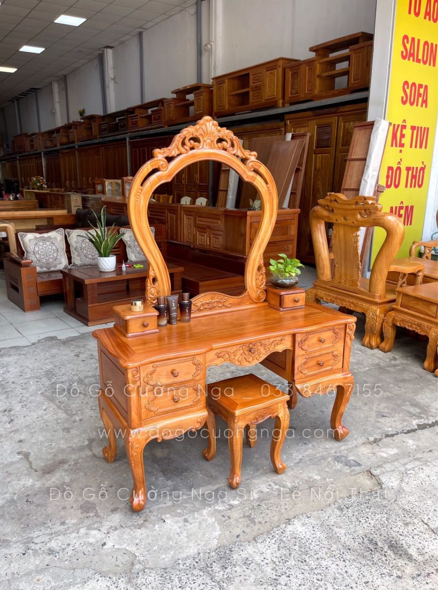 bàn trang điểm gỗ gõ đỏ 