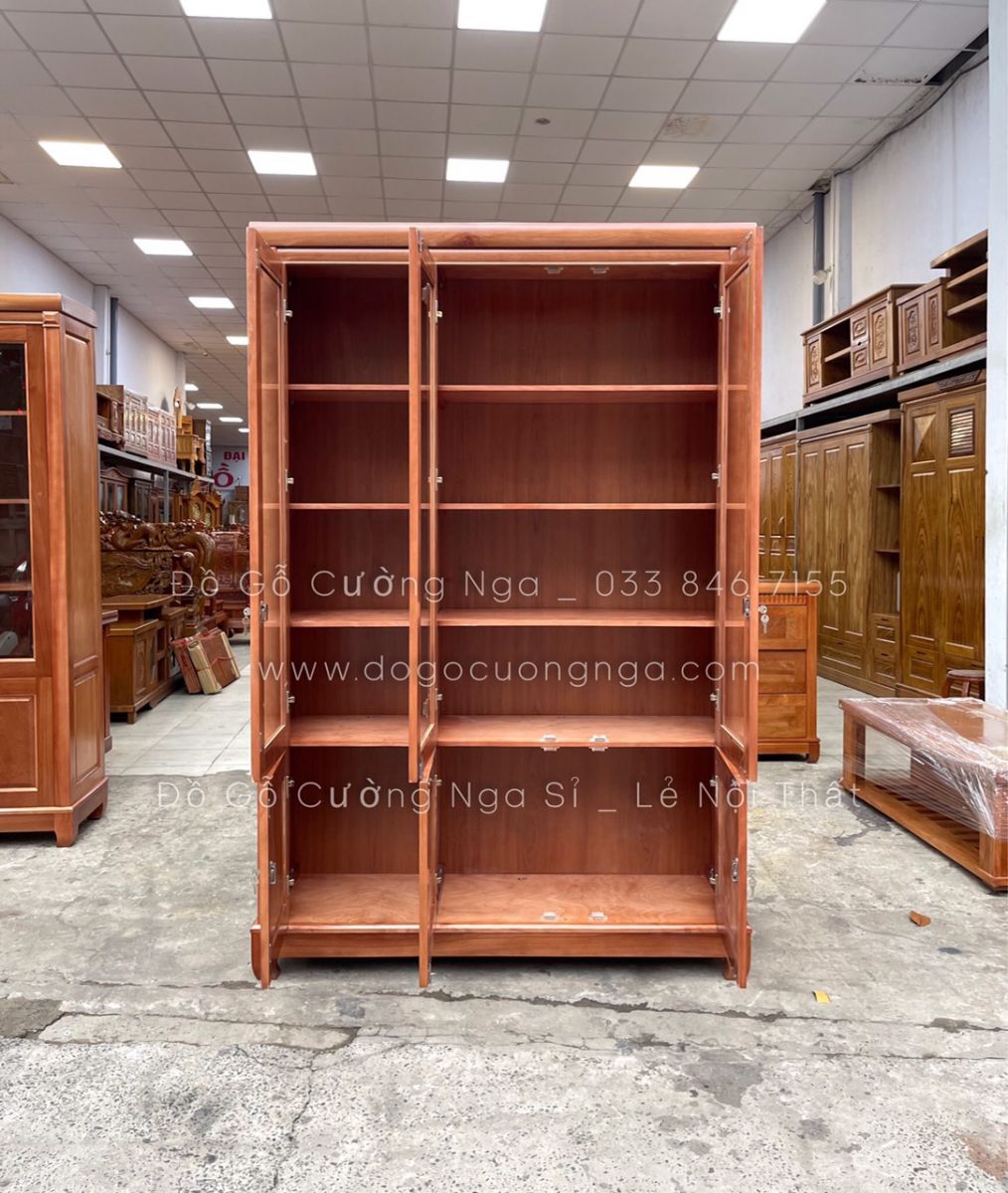 tủ sách gỗ sồi nga 1m4