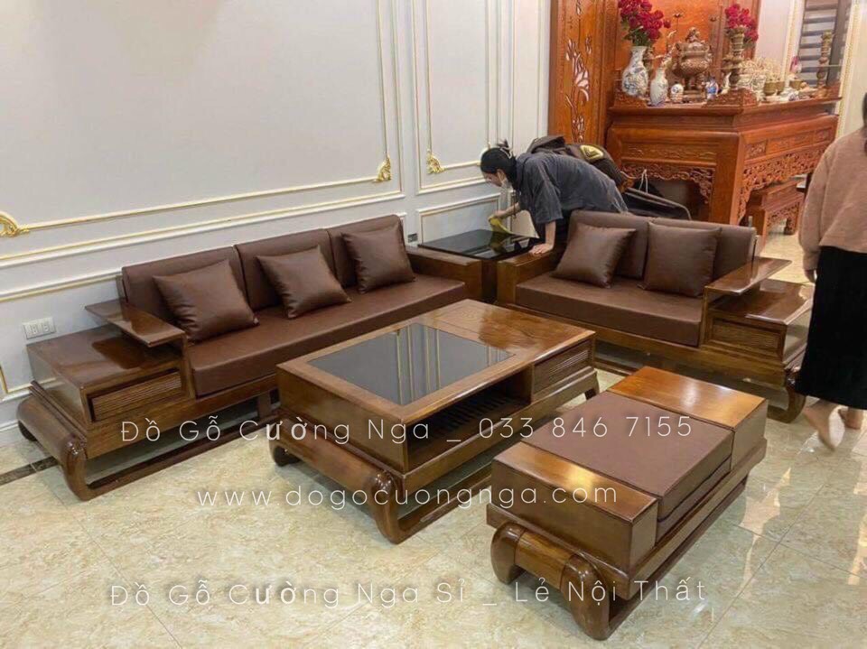 sofa gỗ sồi nga màu