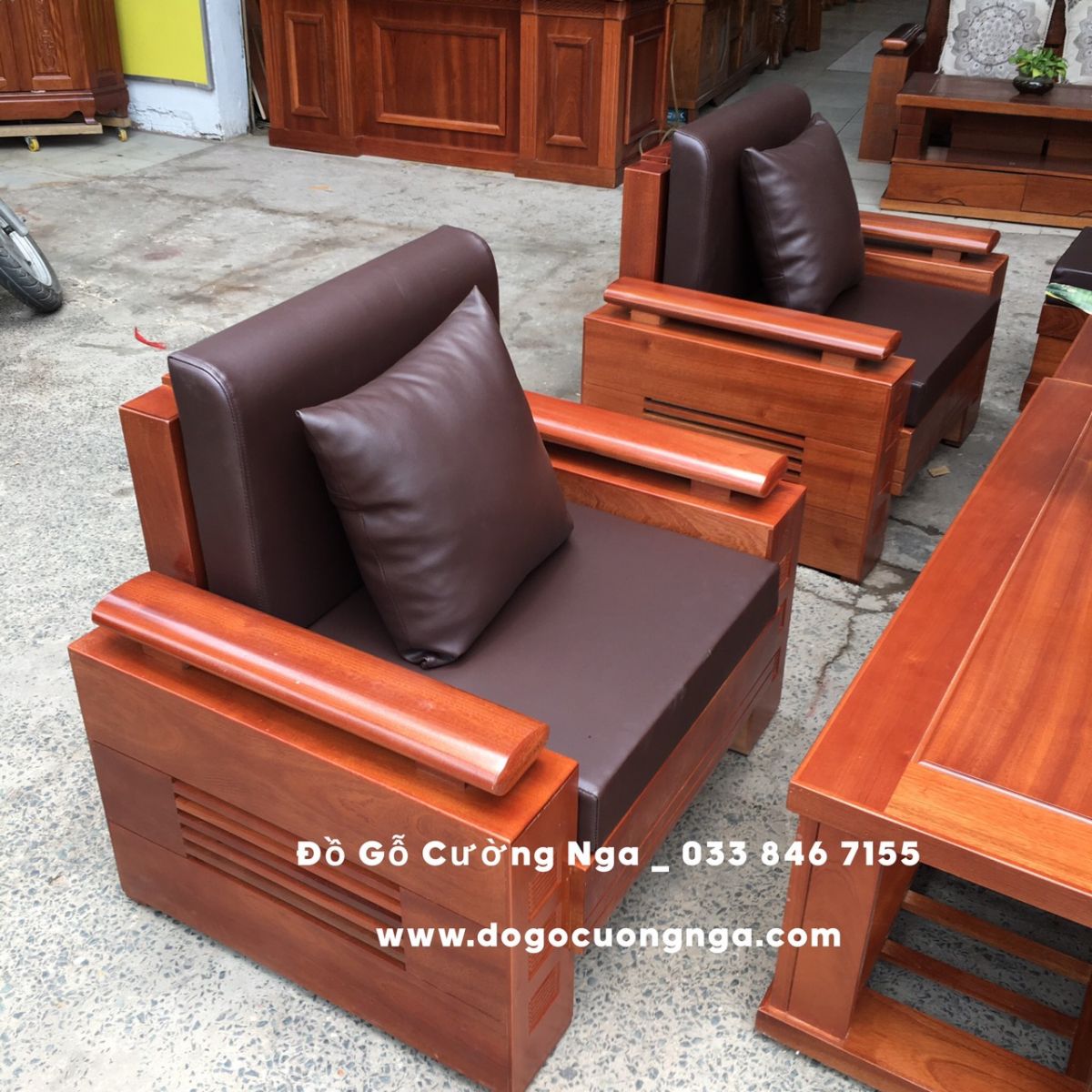 bộ bàn ghế sofa gỗ xoan đào đói trứng 7 món