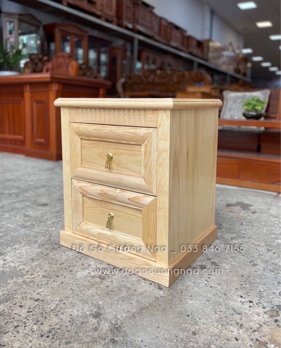 Tủ đầu giường gỗ sồi nga - 2 ngăn kéo