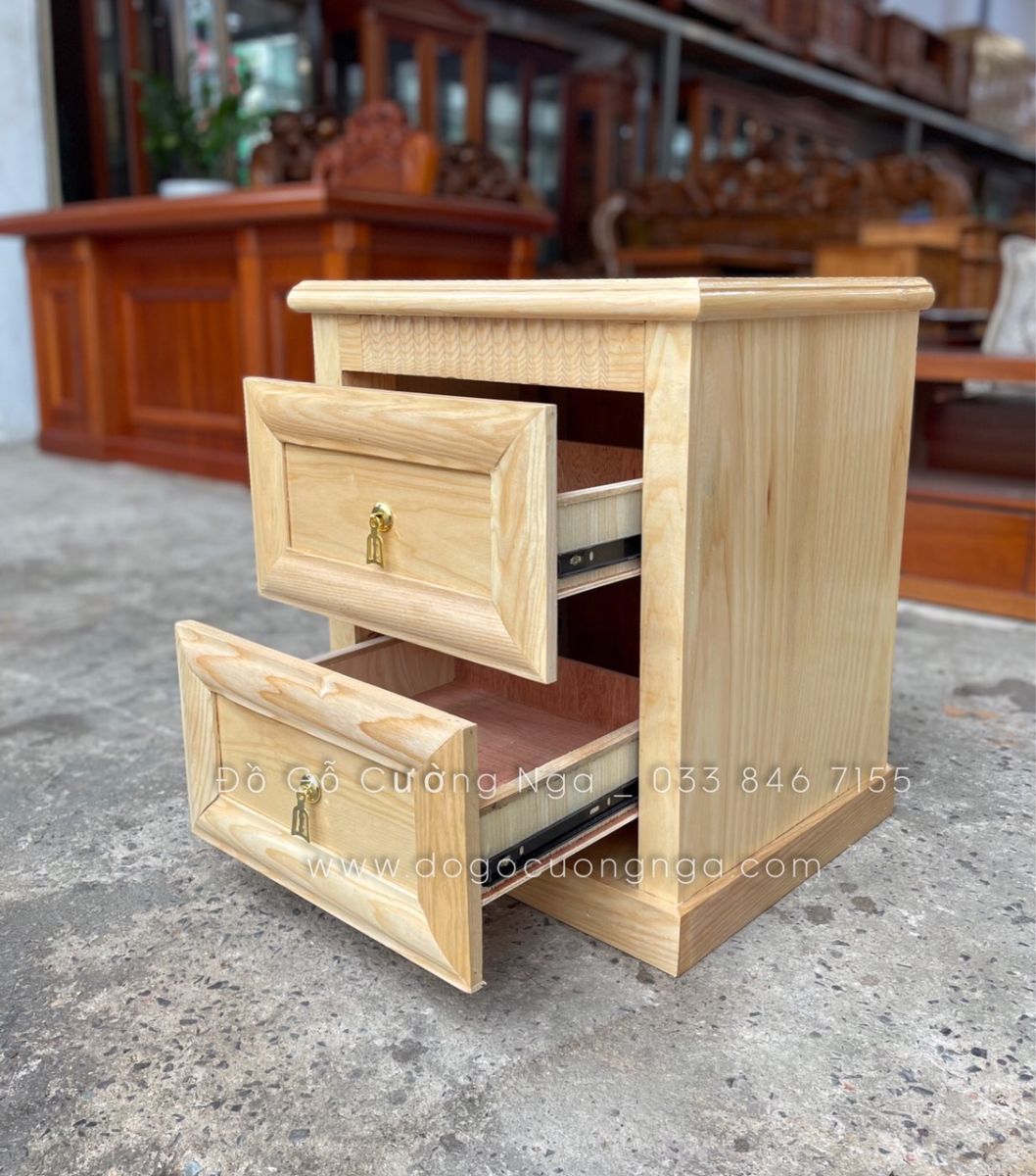 Tủ đầu giường gỗ sồi nga - 2 ngăn kéo