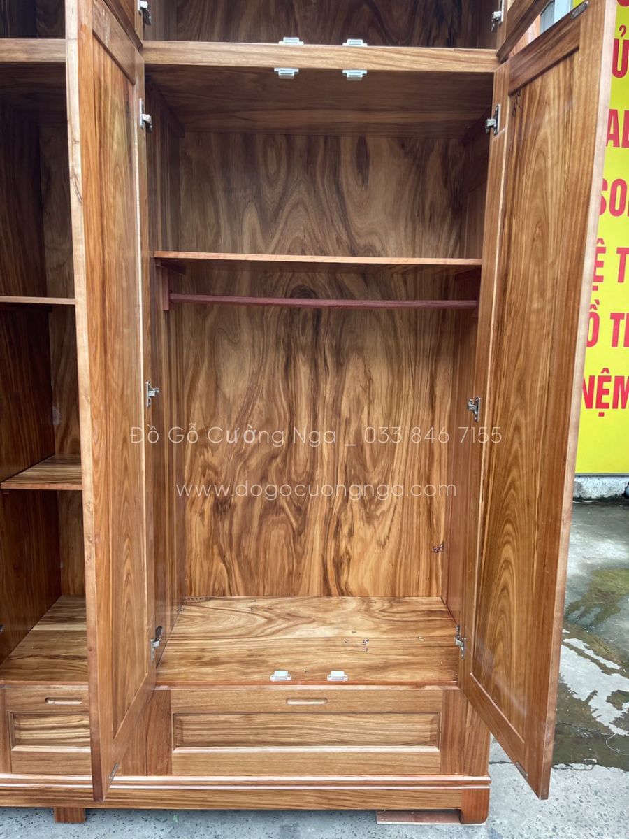 Tủ quần áo gỗ hương xám 5 cánh _ 2 tầng hiện đại