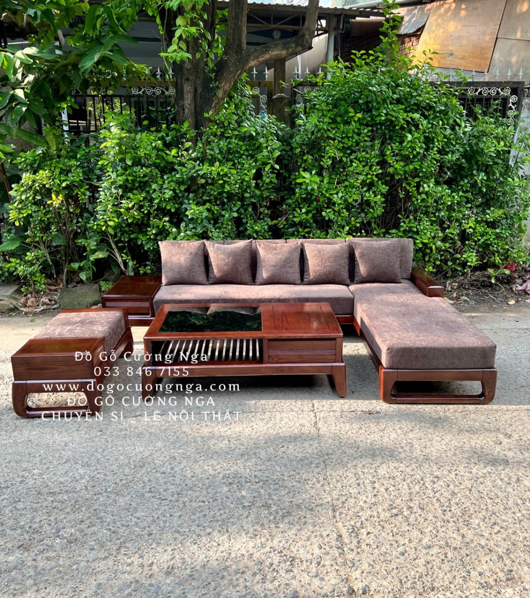 sofa gỗ sồi nga 