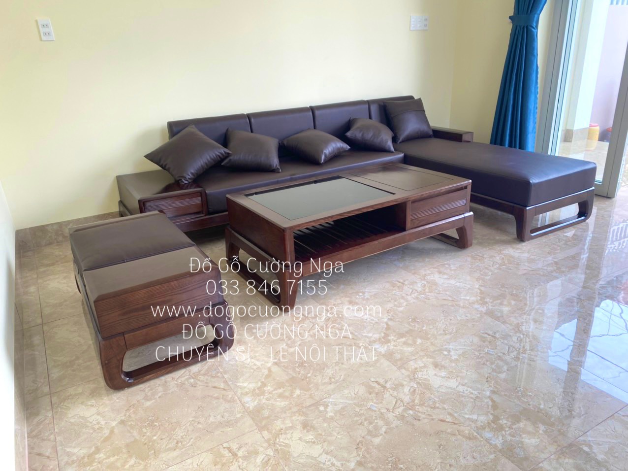sofa gỗ sồi nga 