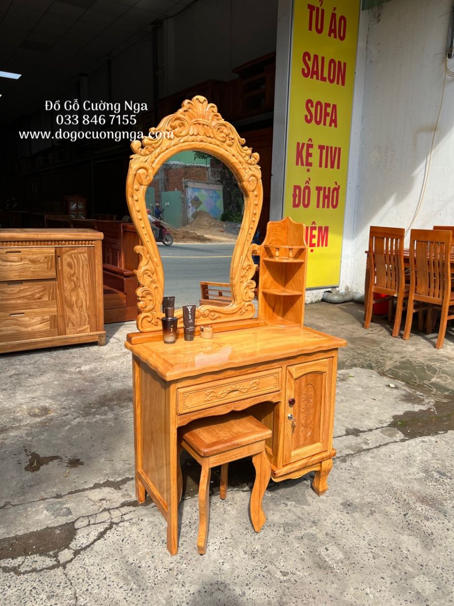 bàn trang điểm gỗ gõ đỏ 80cm 