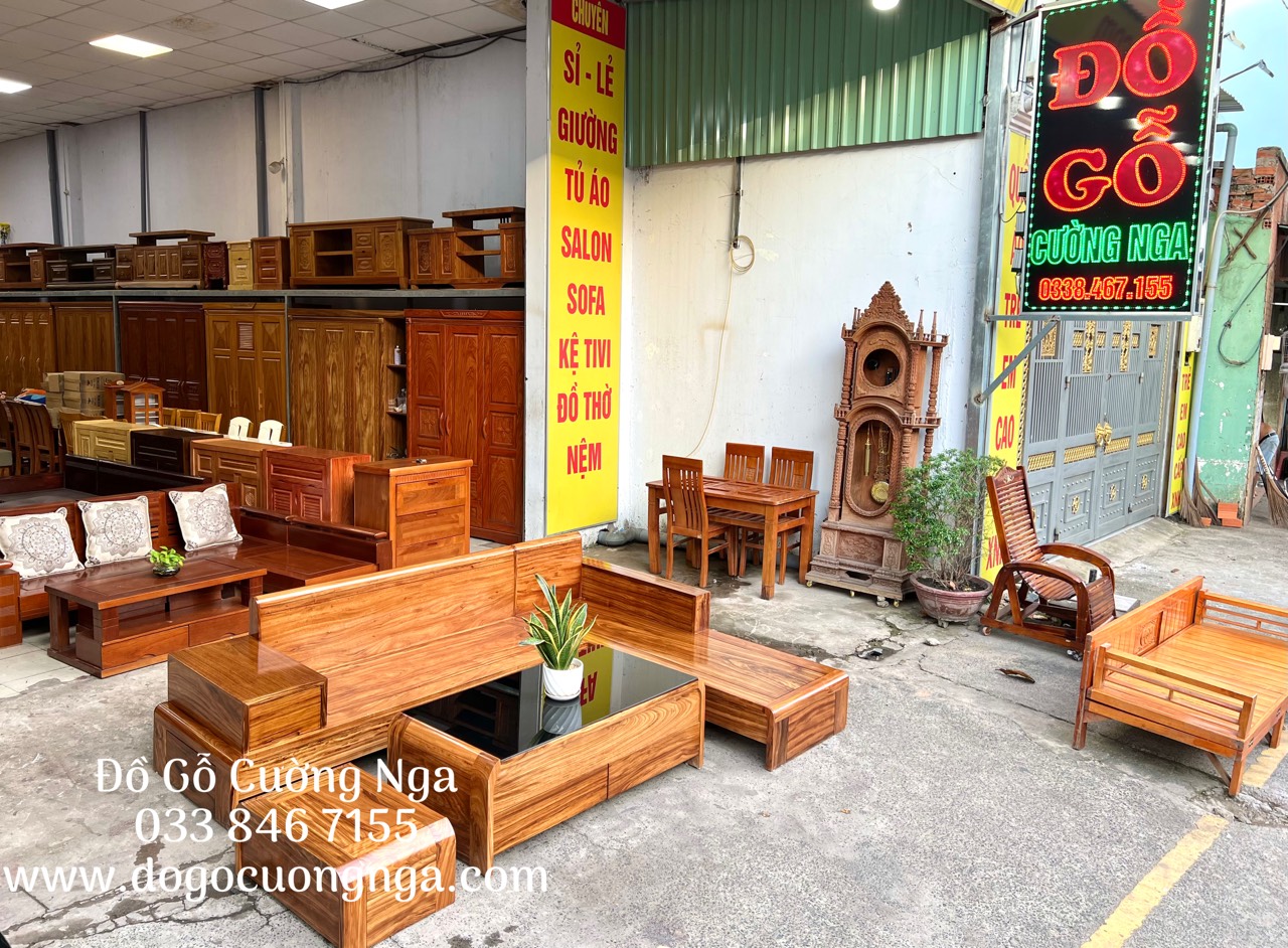 ghế sofa gỗ hương xám 