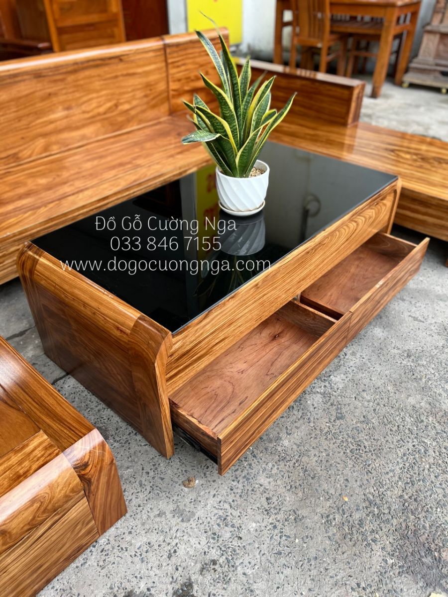 ghế sofa gỗ hương xám góc l 