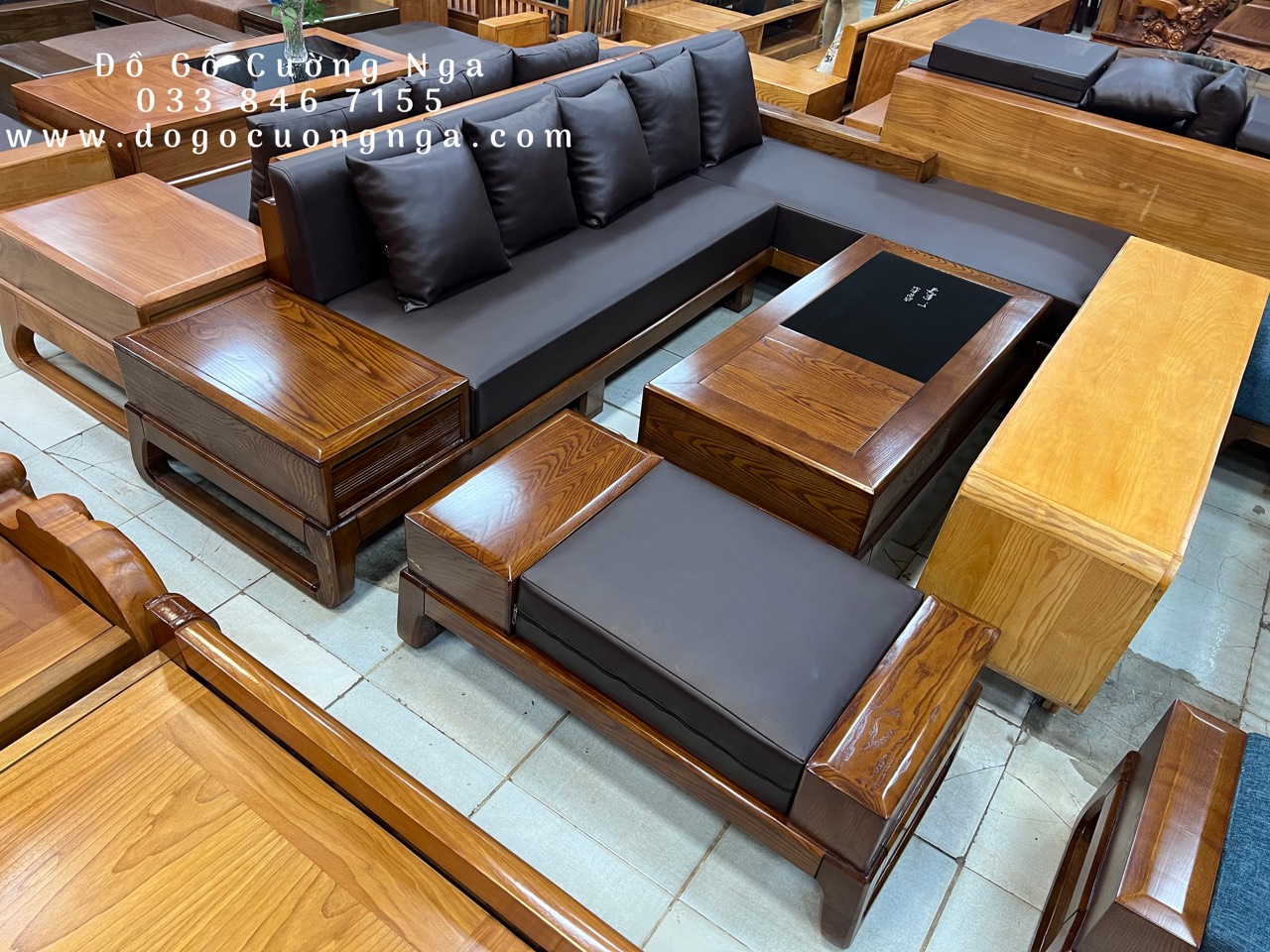 sofa gỗ sồi