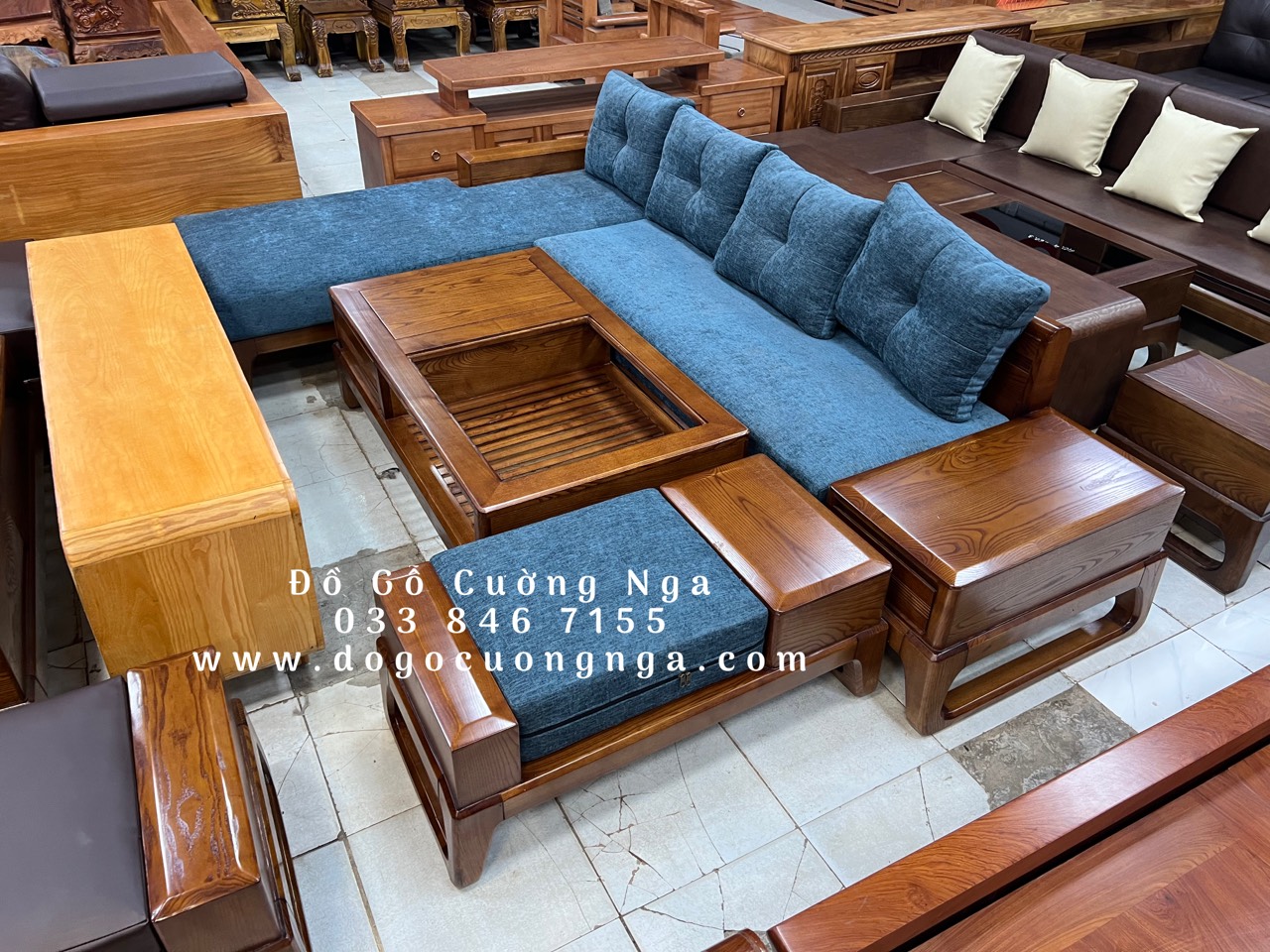 sofa gỗ sồi