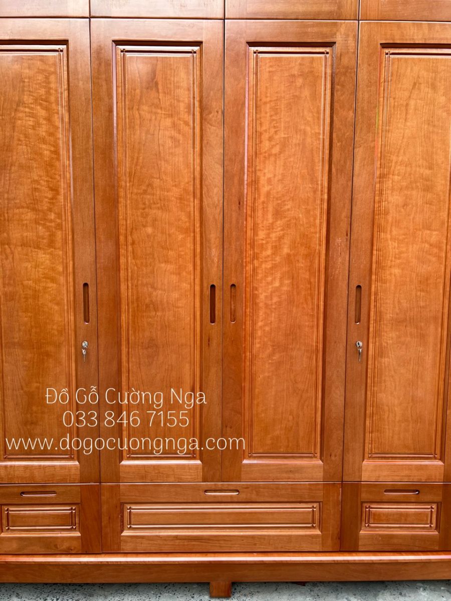 Tủ Áo Gỗ Xoan Đào Hiện Đại 4 Cánh Đẹp 
