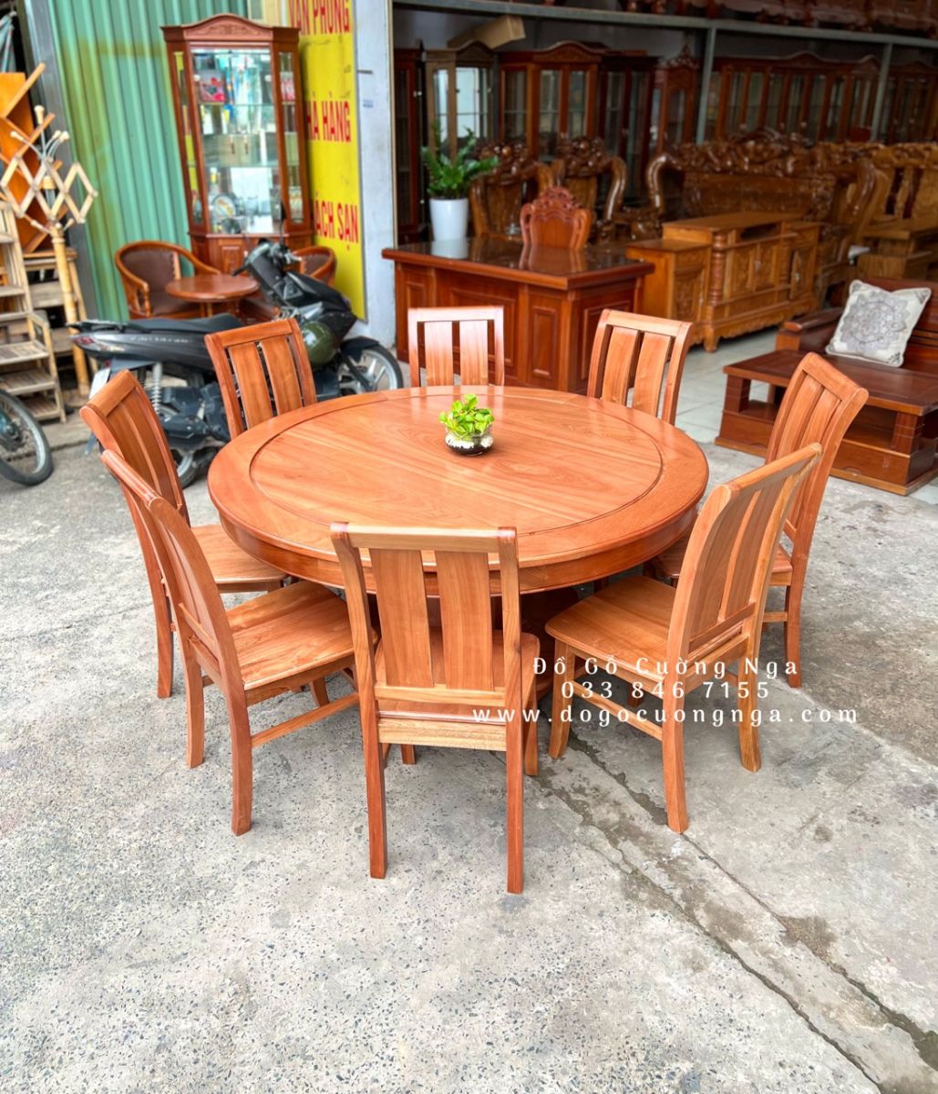 bàn ăn gỗ xoan đào 8 ghế