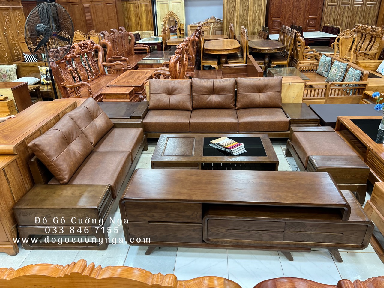 combo phòng khách gỗ sồi nga 