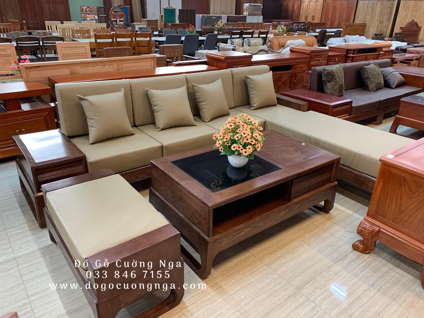 sofa gỗ sồi 