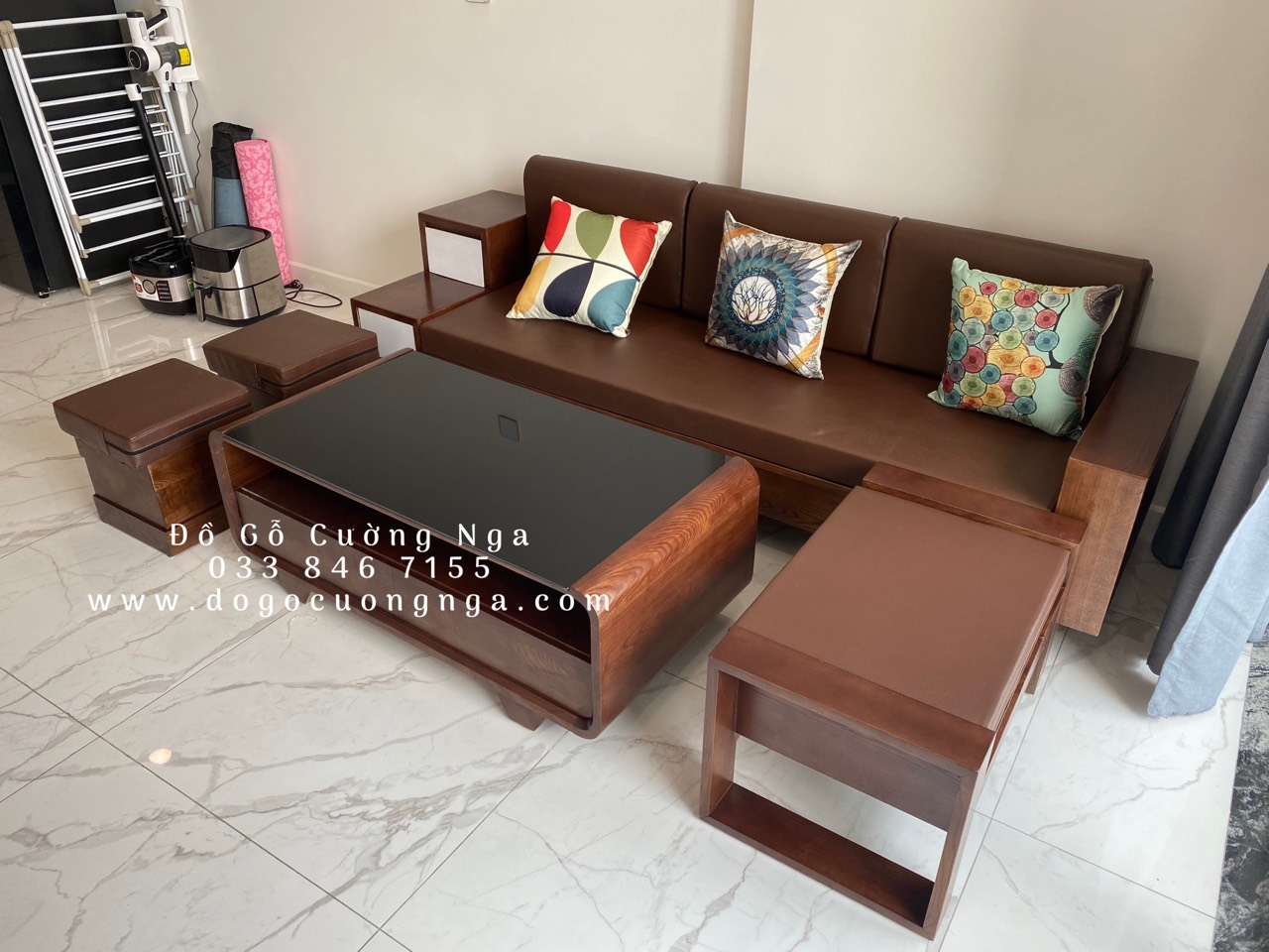 sofa gỗ sồi nga