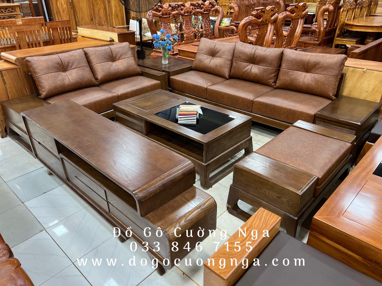 ghế sofa gỗ sồi nga 