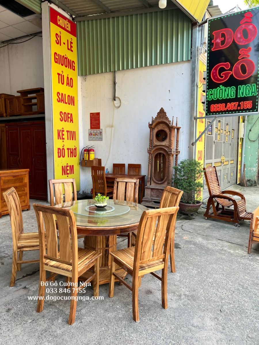bàn ăn gỗ hương xám 