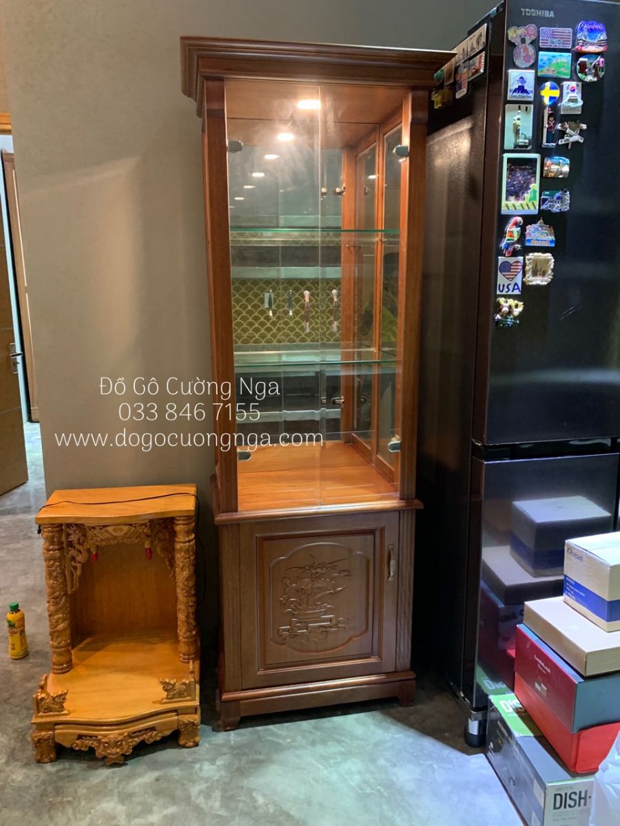 tủ rượu gỗ xoan đào 