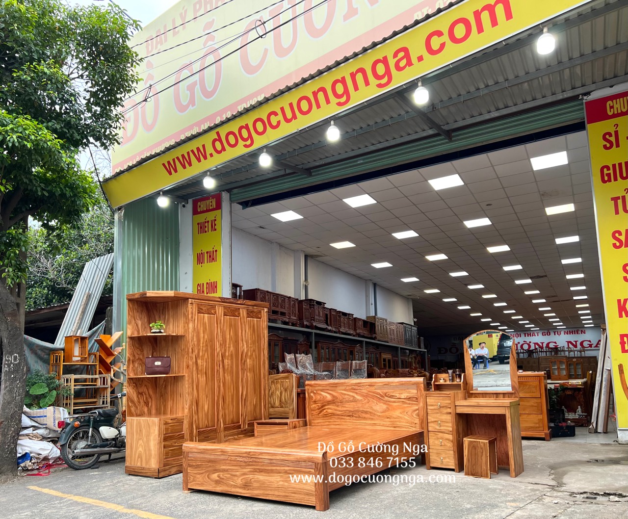 bộ combo phòng ngủ gỗ hương xám