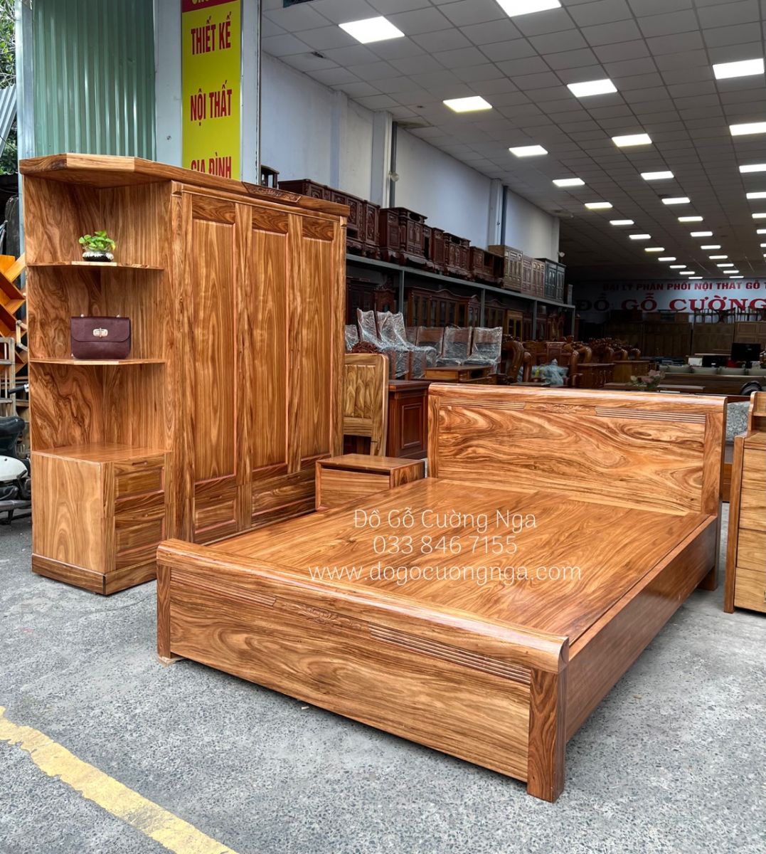 bộ combo phòng ngủ gỗ hương xám