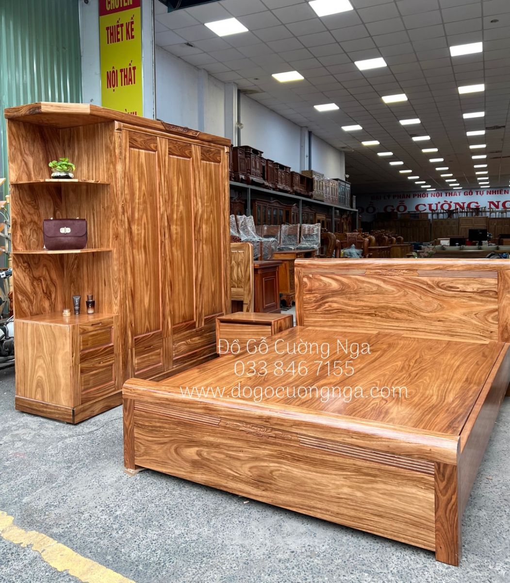 combo phòng ngủ gỗ hương xám