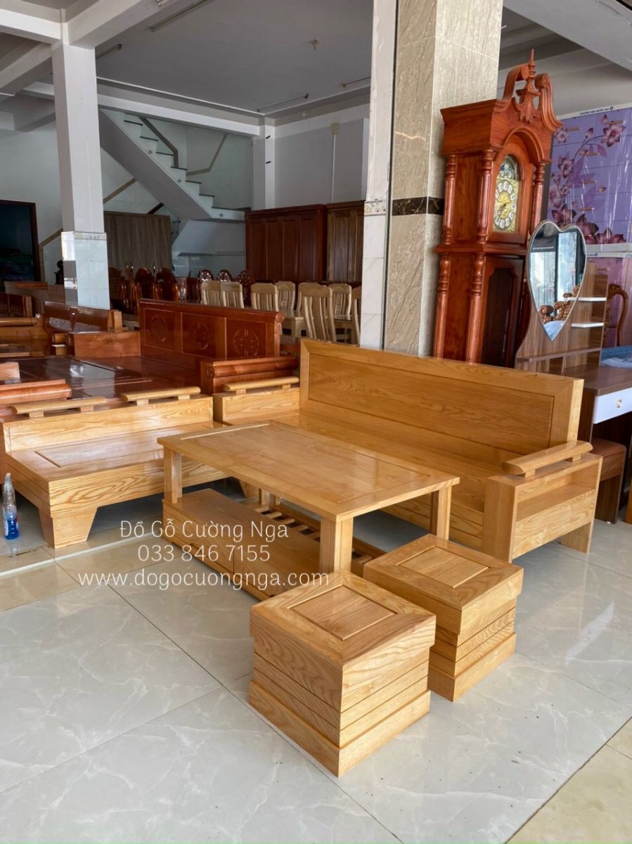 Sofa gỗ sồi nga kiểu dáng hiện đại, sang trọng