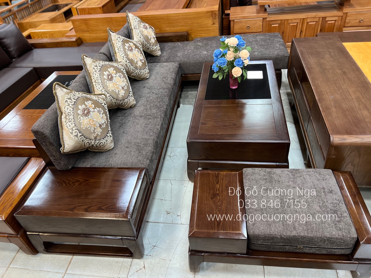 ghế sofa gỗ sồi nga 
