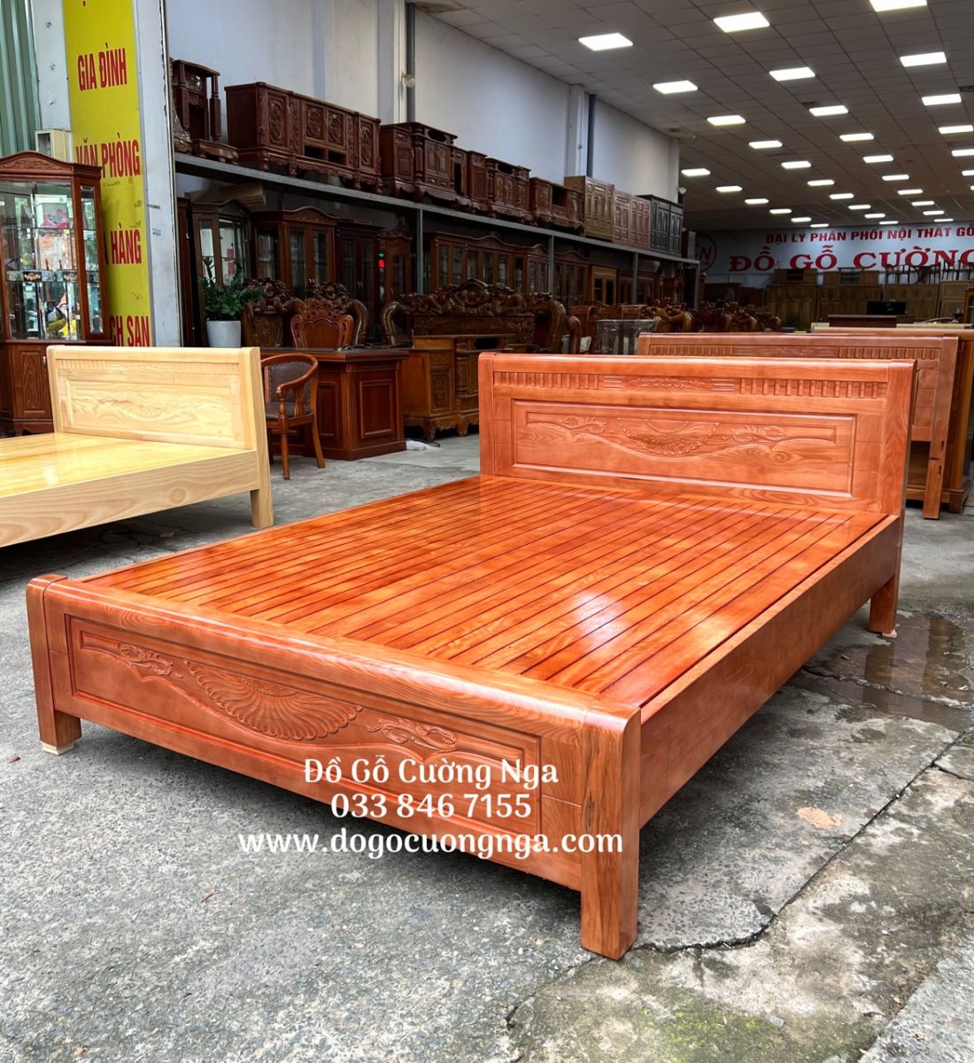 giường gỗ sồi nga vạt phản hiện đại 
