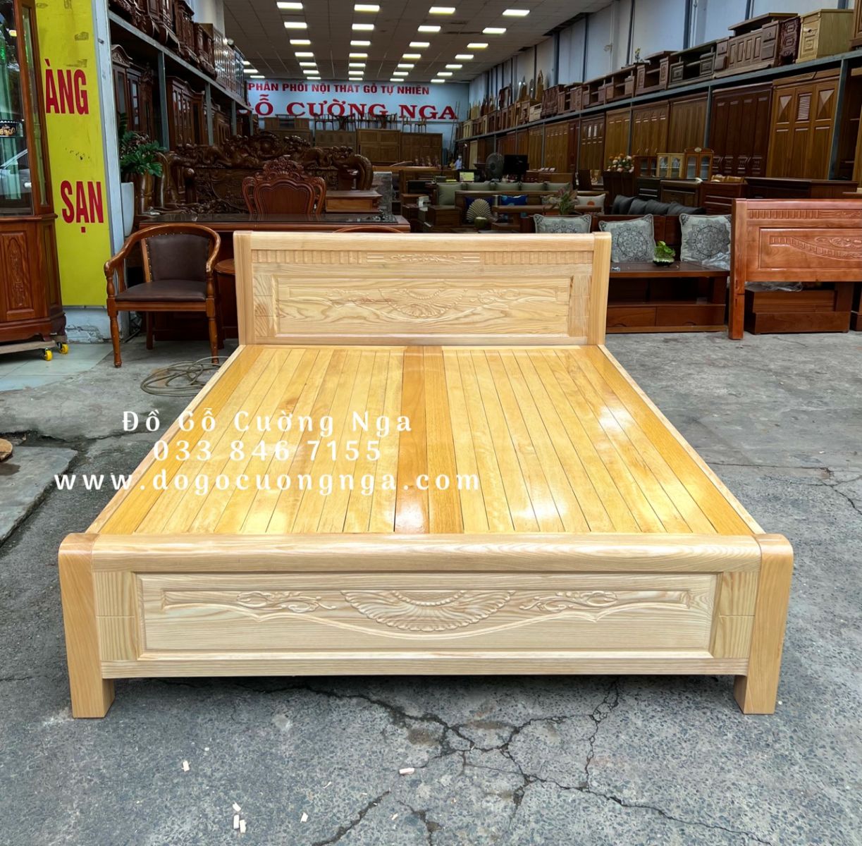 giường gỗ sồi nga