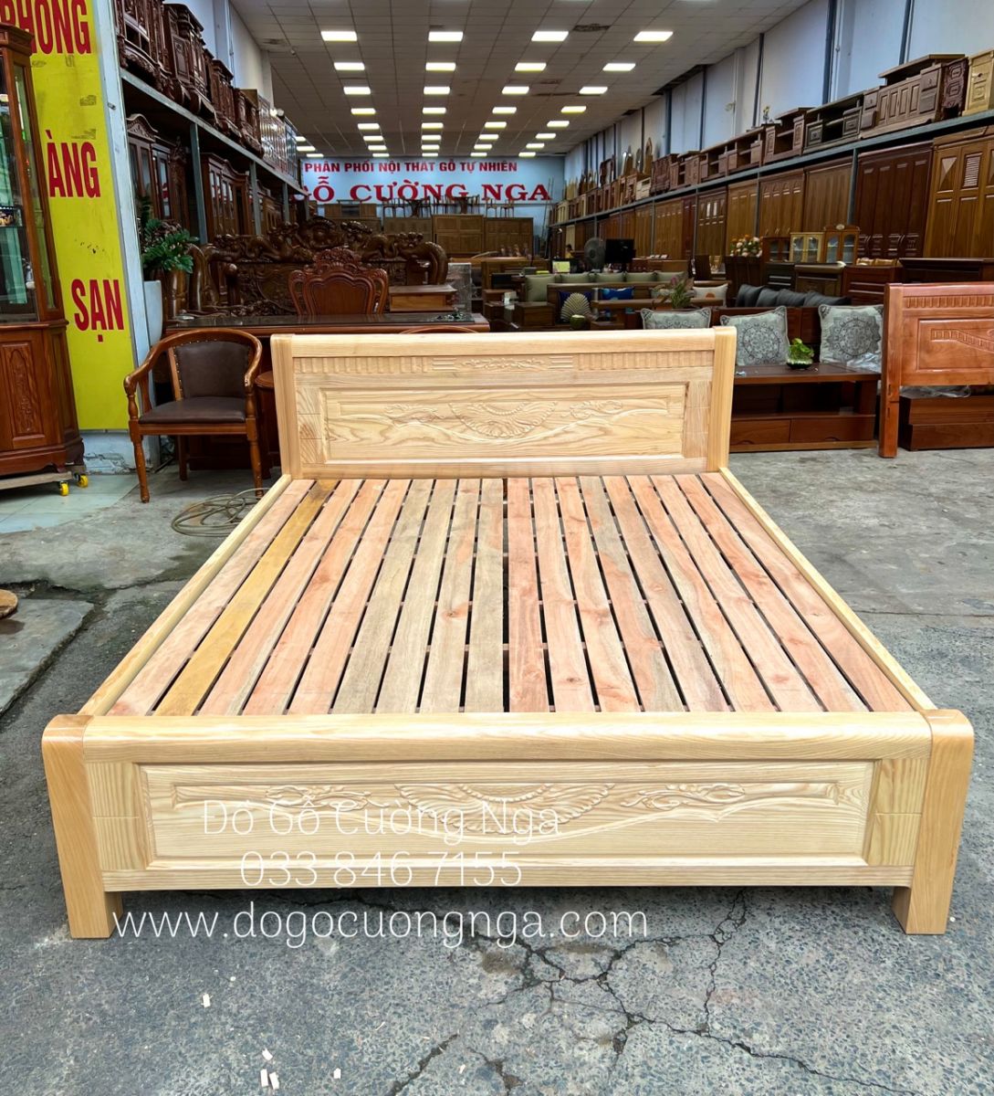 giường gỗ sồi nga giá rẻ - vạt lan 