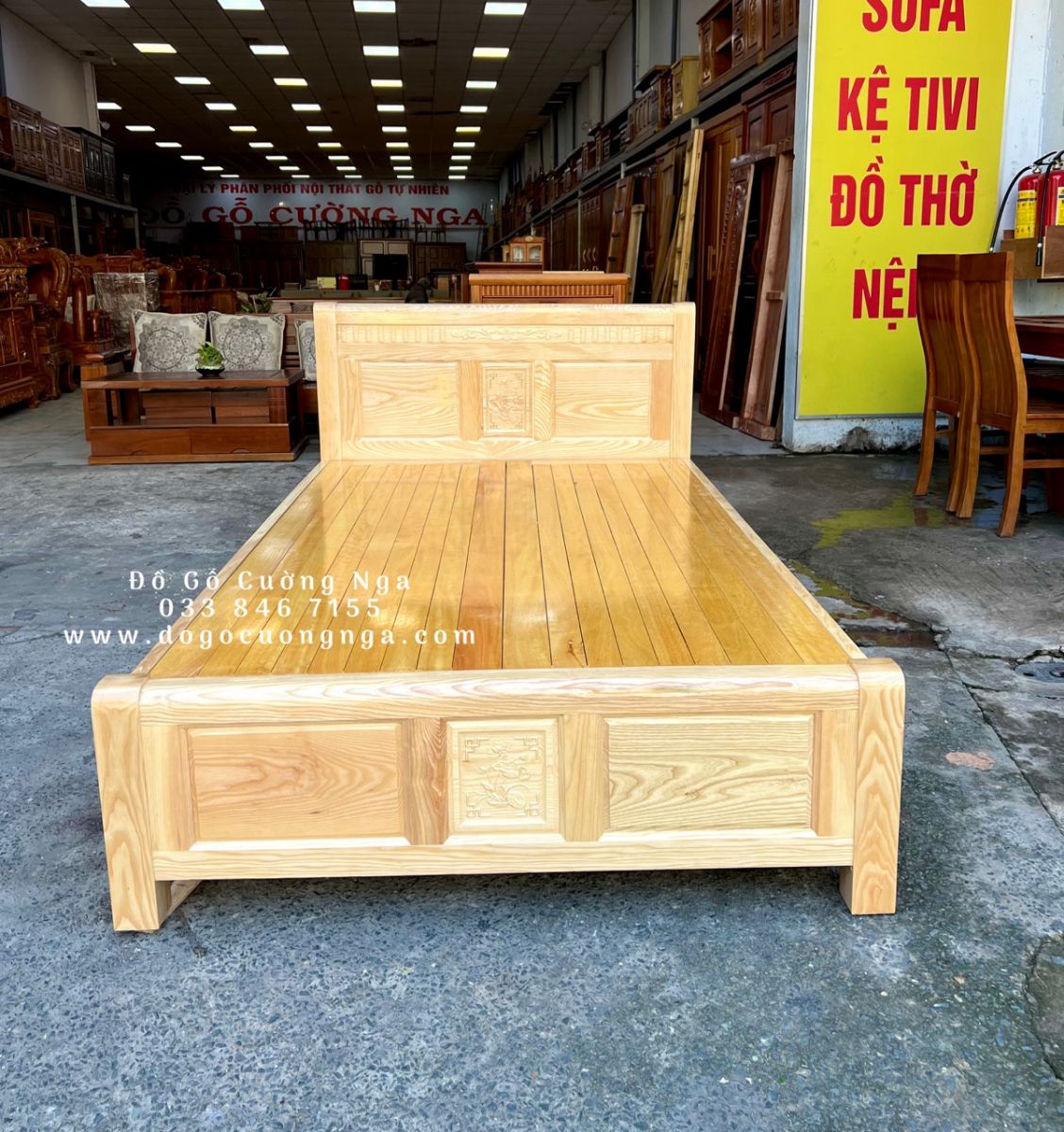 giường gỗ sồi nga