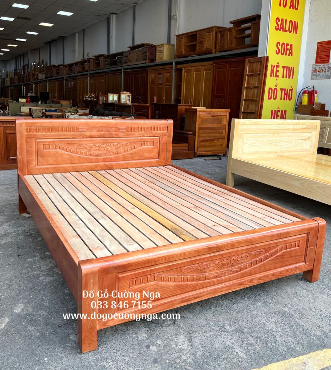 giường gỗ sồi nga