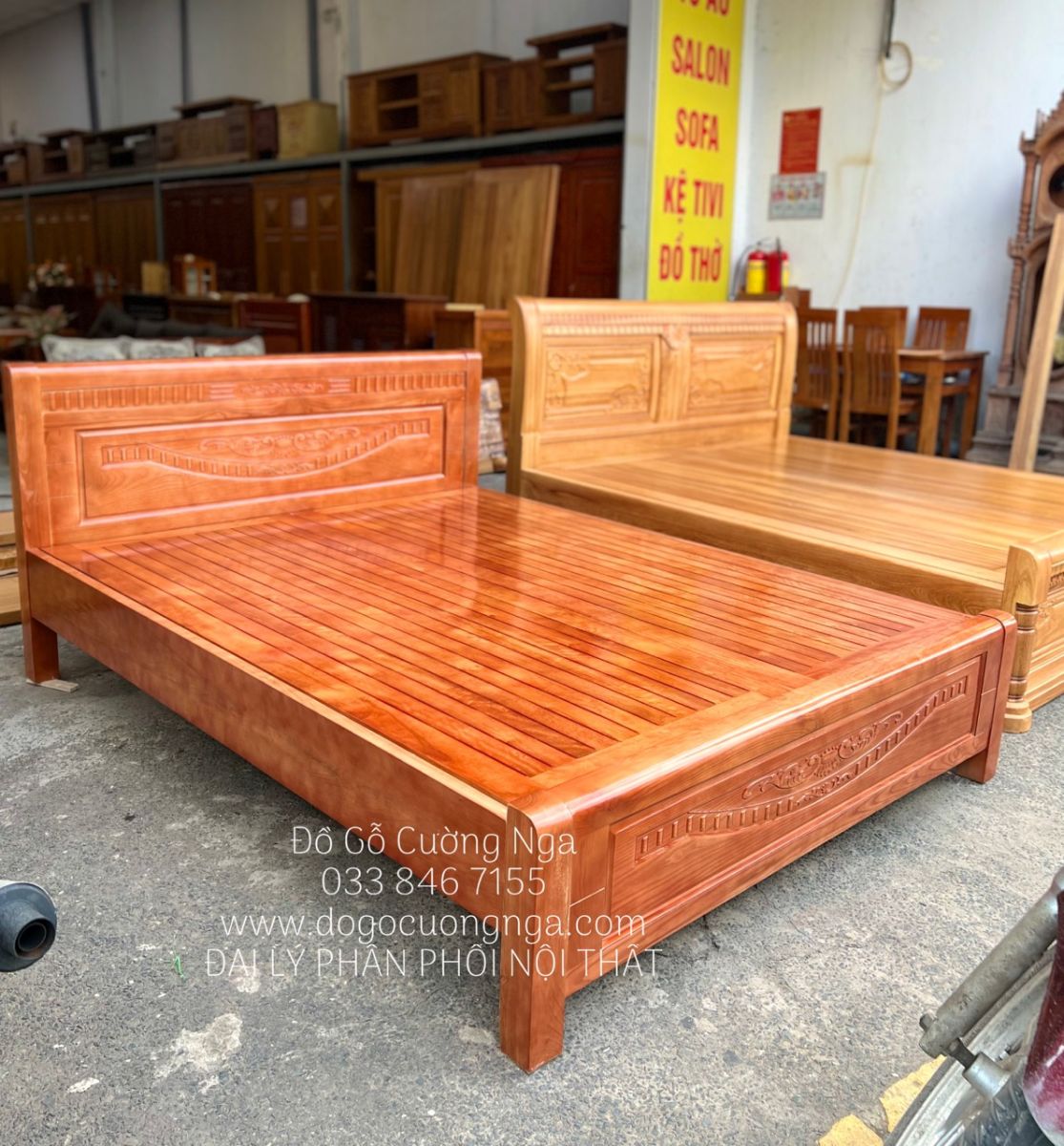 giường gỗ sồi nga