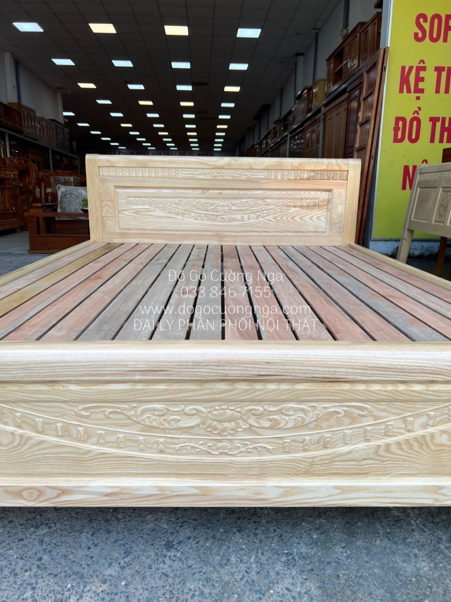 giường gỗ sồi nga 