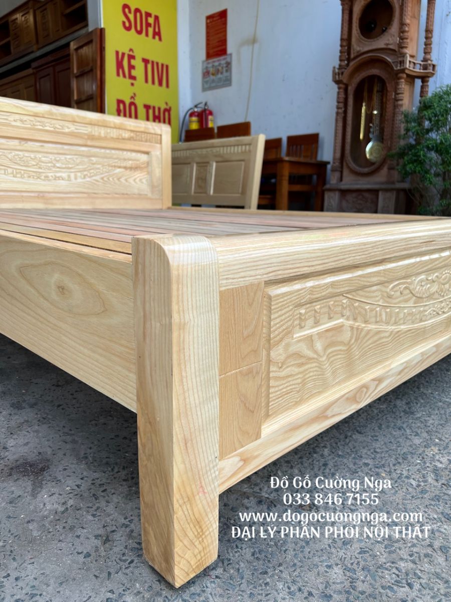 giường gỗ sồi nga 