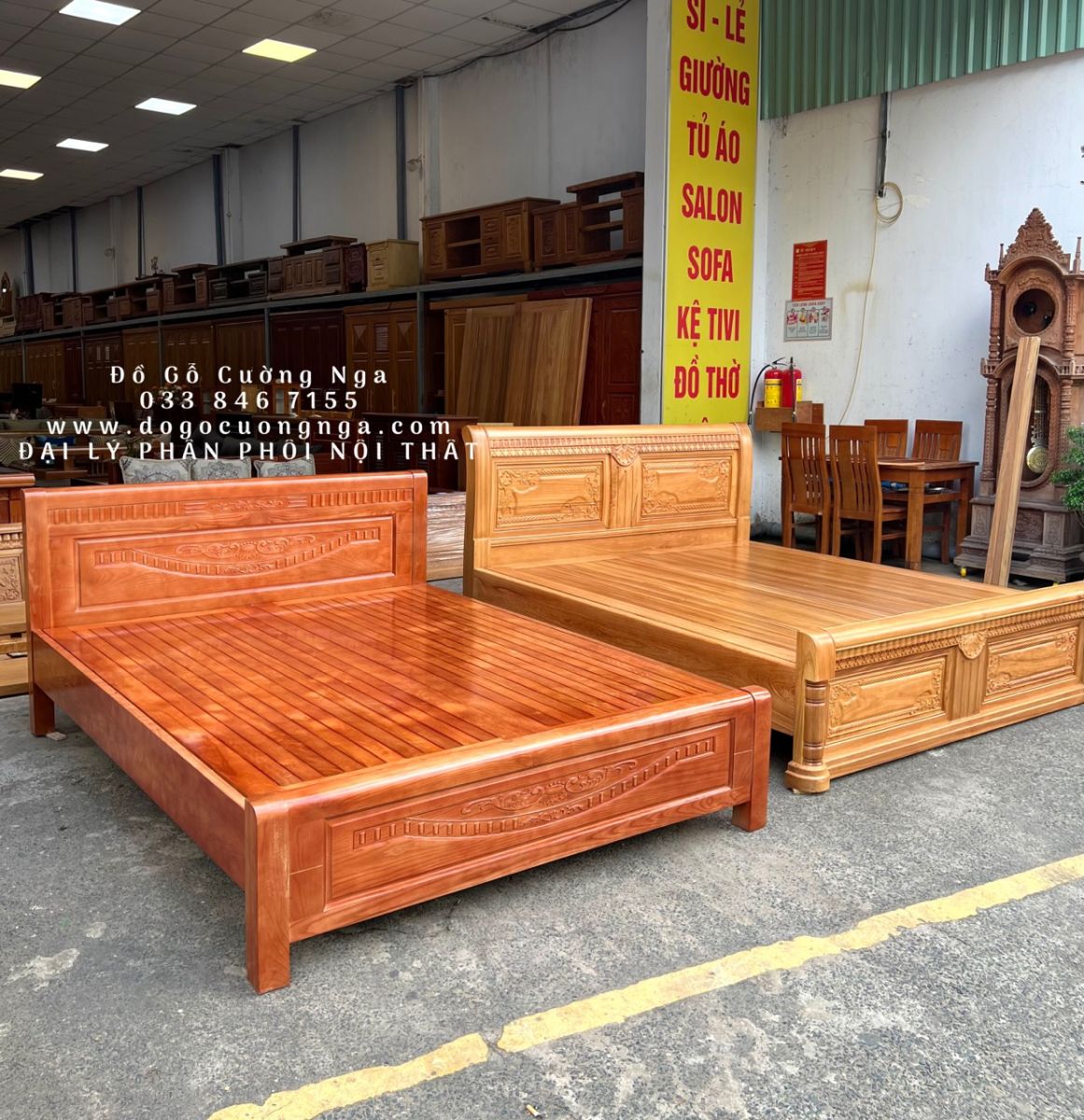 giường gỗ sồi nga