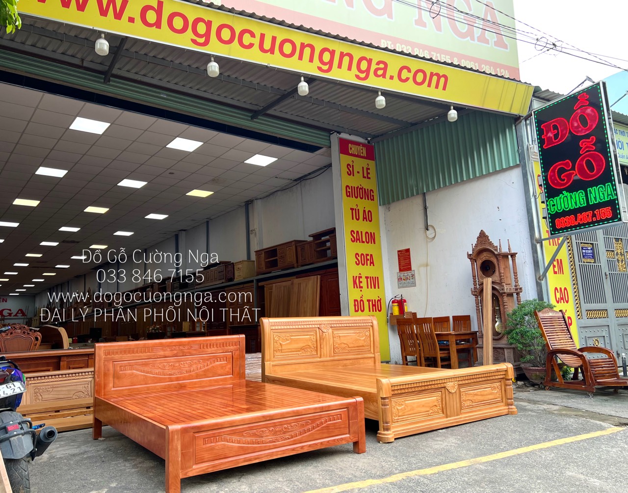 giường gỗ sồi nga