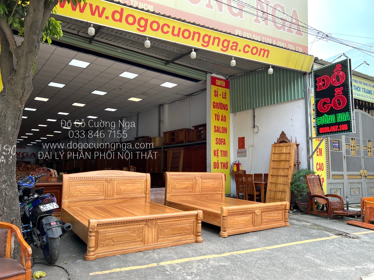 giường gỗ gõ đỏ 