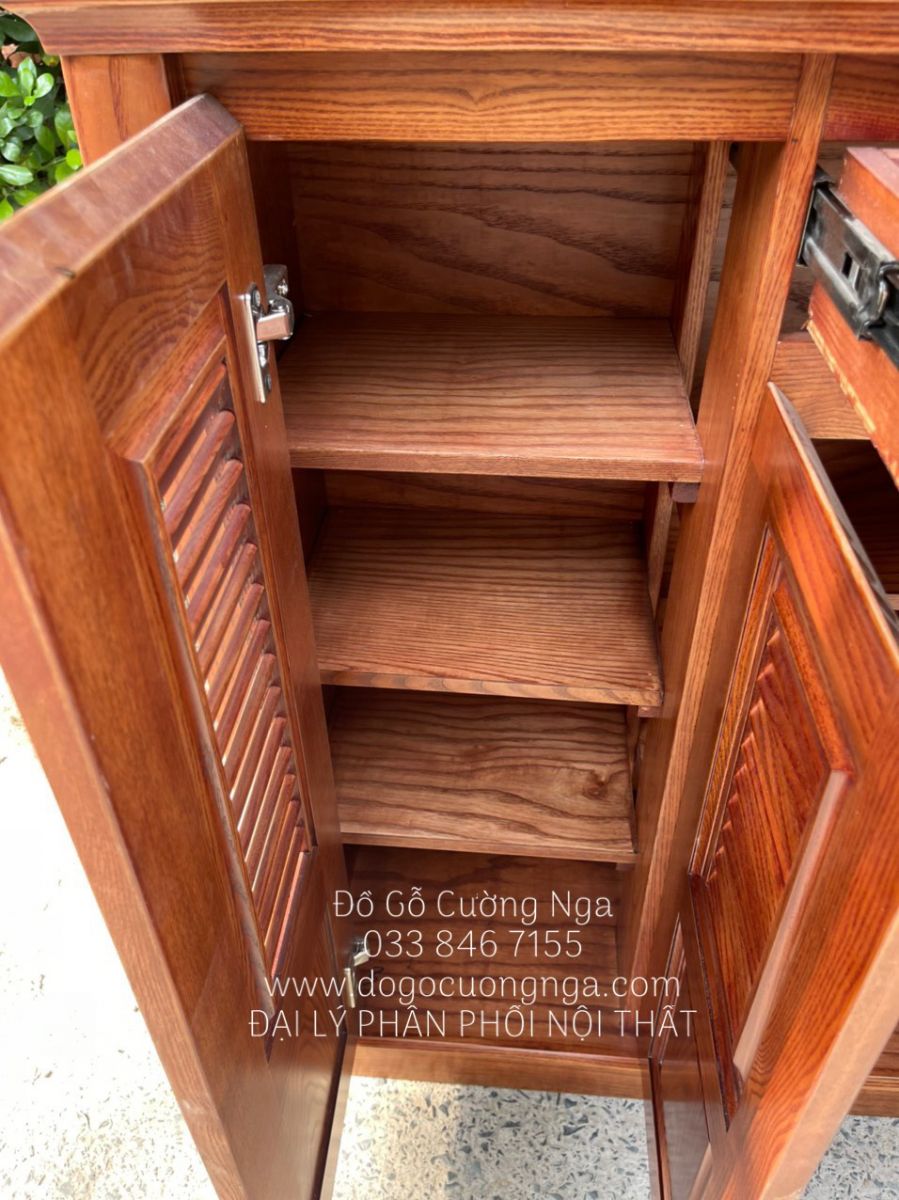 tủ giày gỗ sồi nga 4 cánh 1m35