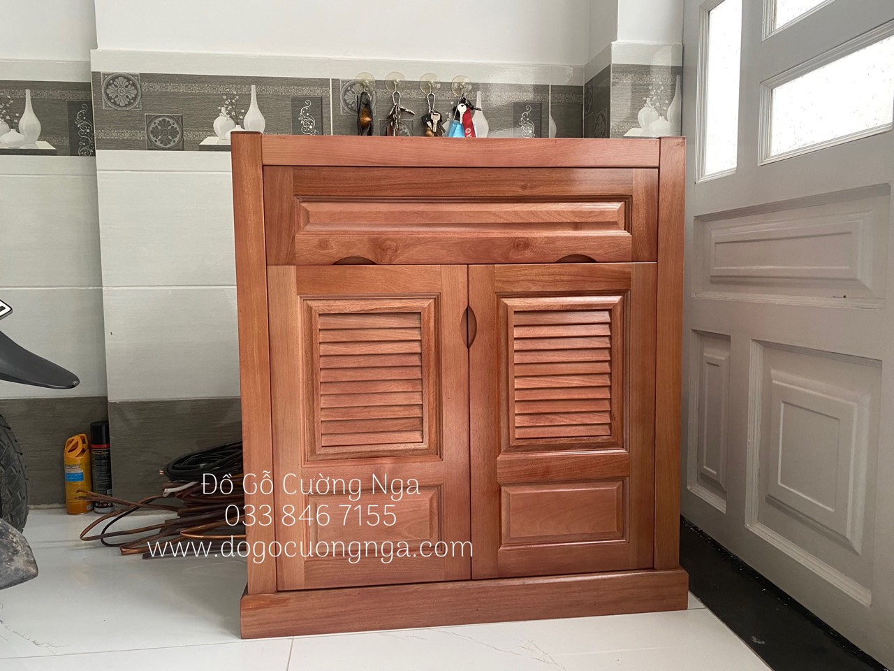 tủ giày dép gỗ xoan đào