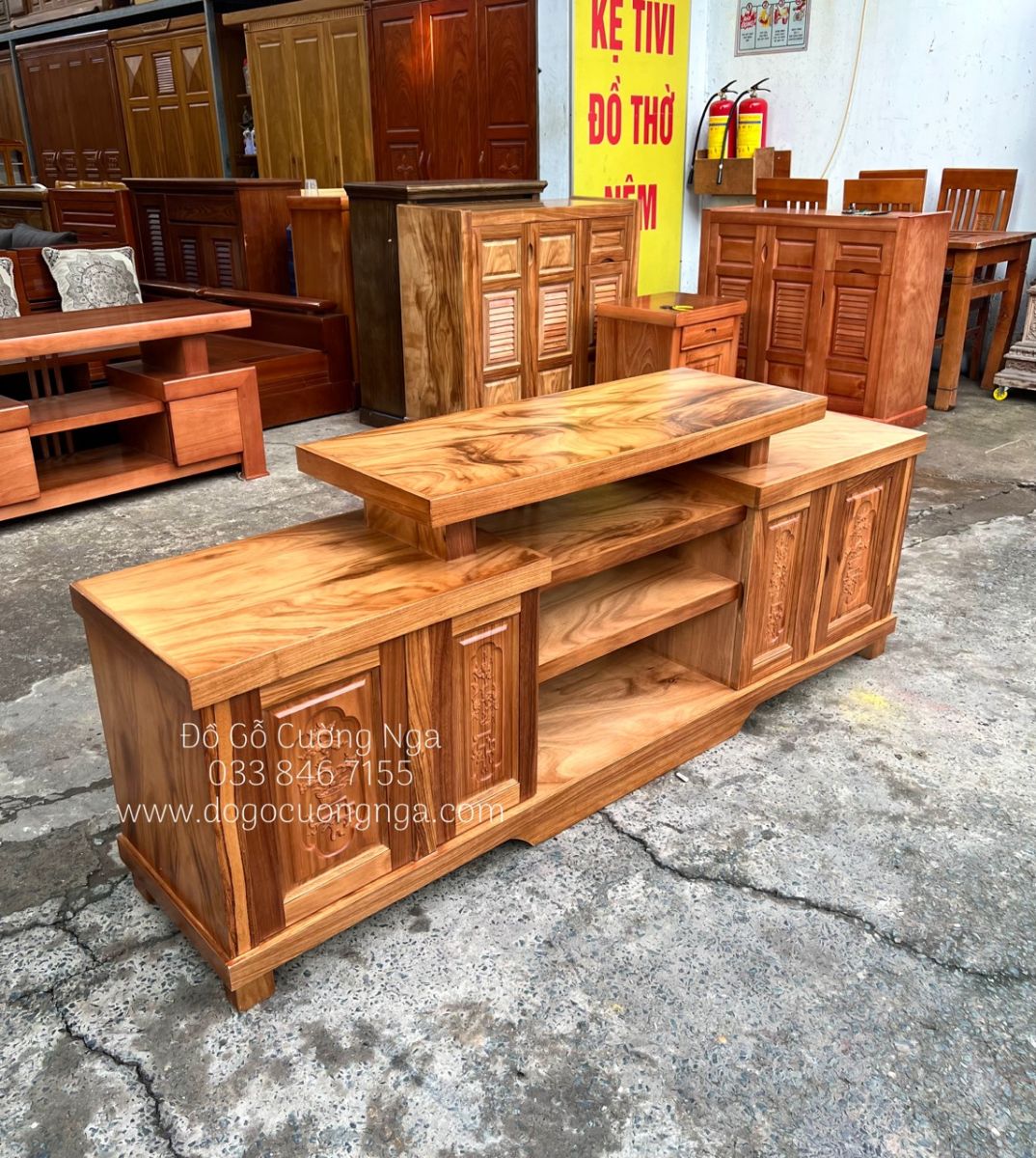 kệ tivi gỗ hương xám
