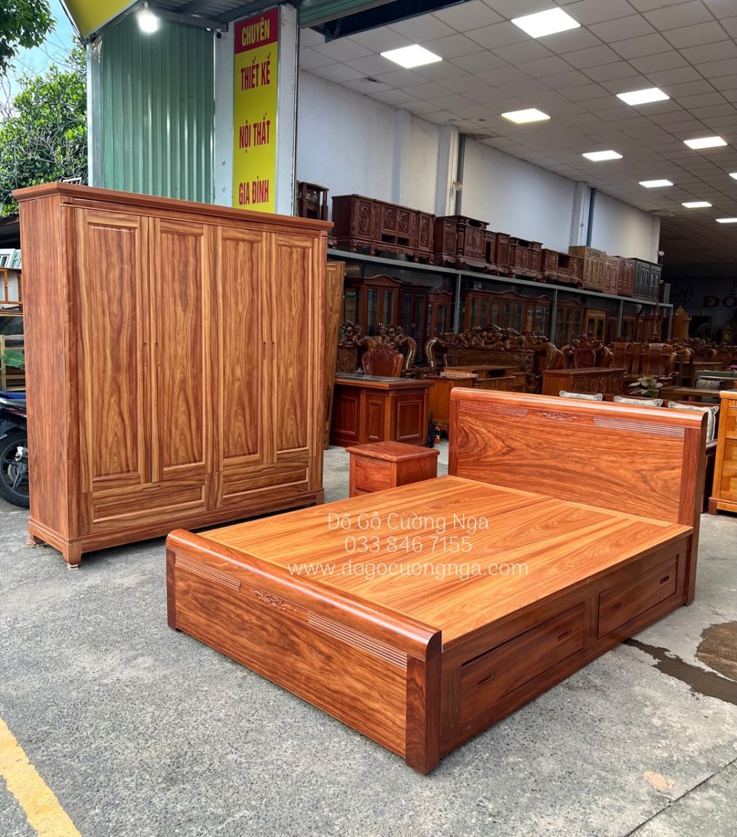 giường tủ gỗ cẩm 